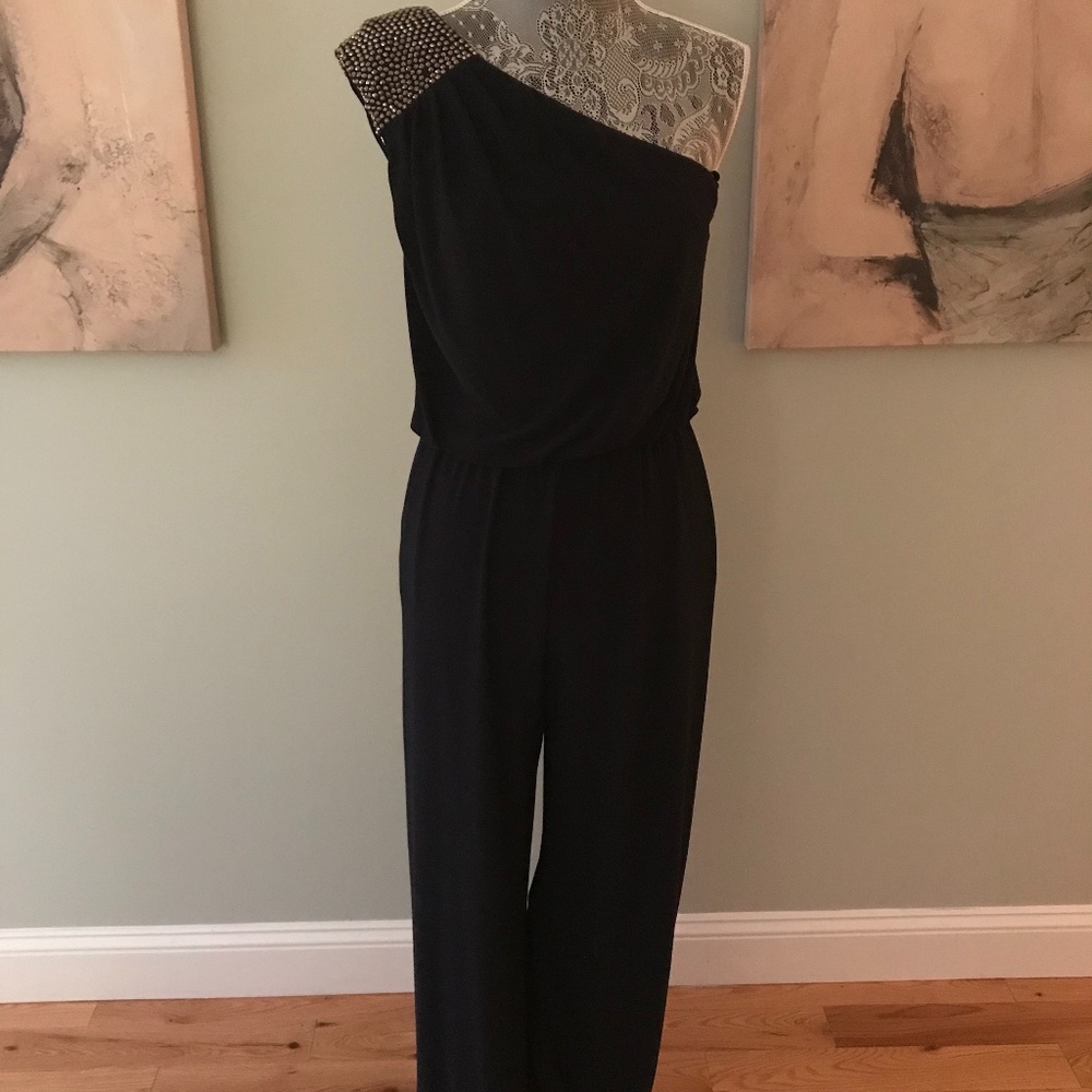 XScape One shouldered Navy Jump Suit Size 4
